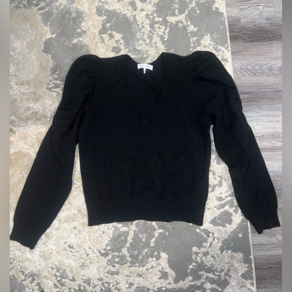 Frame Denim Black V-Neck Sweater